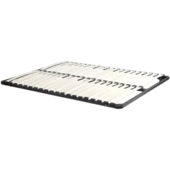 Bedframe LEANDRE - 2 plaatsen - Natuurlijk licht Wit Hout paneel
