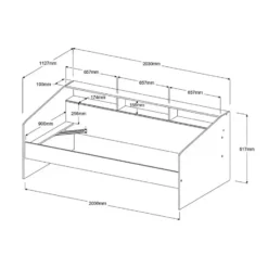 Bedframe PAULETTE - 1 plaats - Natuurlijk licht Wit Hout paneel