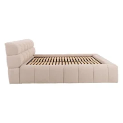 Bed met opbergruimte FORVIK - 2 plaatsen - Beige Stof