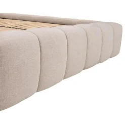 Bed met opbergruimte FORVIK - 2 plaatsen - Beige Stof