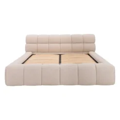 Bed met opbergruimte FORVIK - 2 plaatsen - Beige Stof
