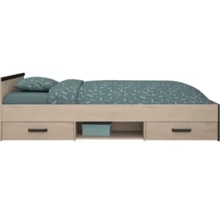 Bed Natan incl. lades - eiken/zwart - 90x200 cm