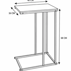 Bellatio Design Bijzettafel - zwart - metaal - 40 x 26 x 58 cm
