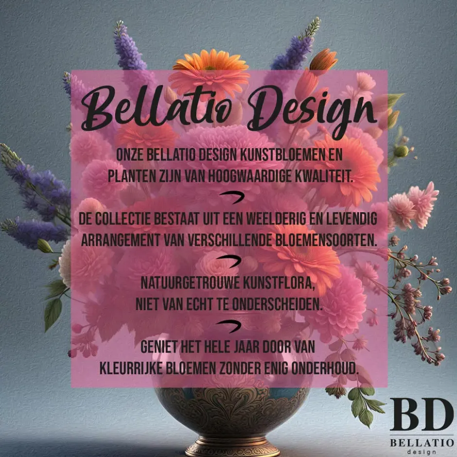 Bellatio Design Kunstbloem Gipskruid - 45 cm - roze - Gypsophila