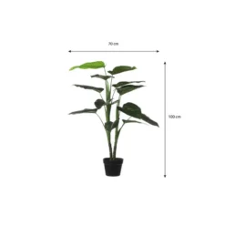 Bellatio Design Kunstplant Philodendron - groen - 100 cm - zwarte pot