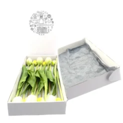 Bellatio Design Kunst tulpen boeket - 12x stuks - wit - 40 cm