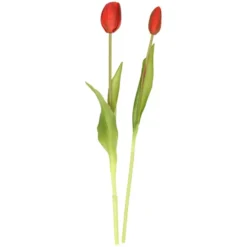 Bellatio Design Kunst tulpen boeket - 12x stuks - rood - 40 cm