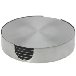 Bellatio Design Onderzetters - 6x - rvs - 10 cm - rond