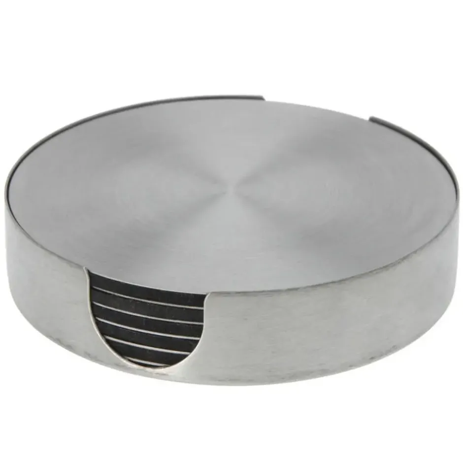 Bellatio Design Onderzetters - 6x - rvs - 10 cm - rond