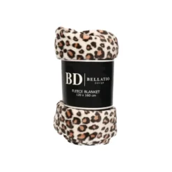 Bellatio design Plaid fleece deken - luipaard print - 120 x 160cm