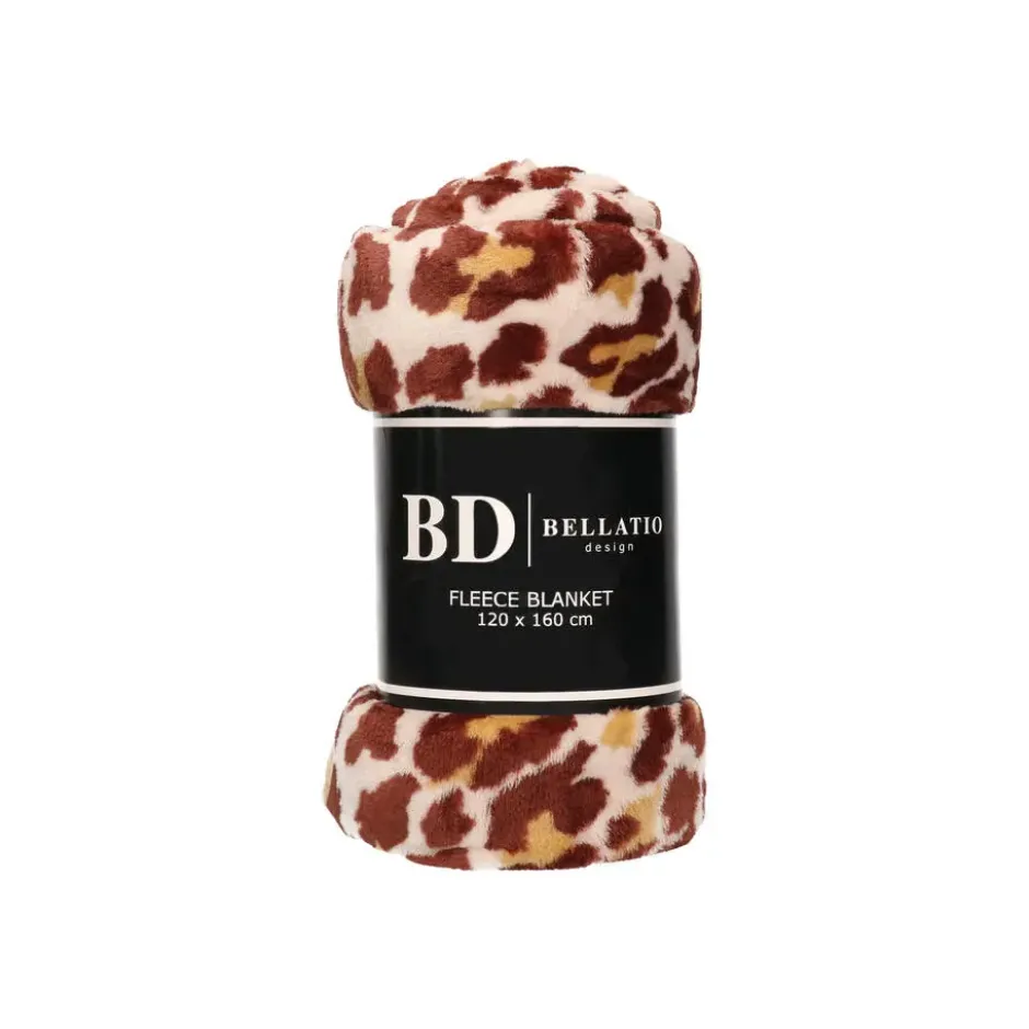 Bellatio design Plaid - fleece deken - panter print - 120 x 160cm