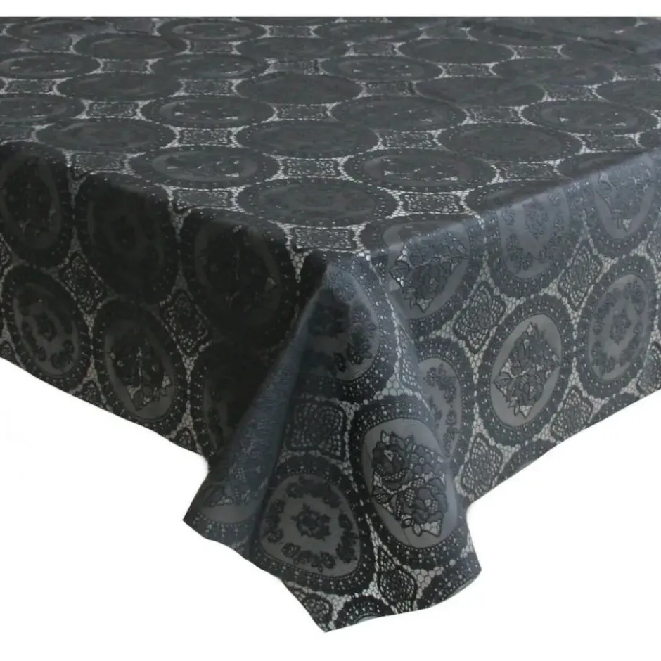 Bellatio design Tafelzeil - antraciet - patroon - 140 x 250 cm