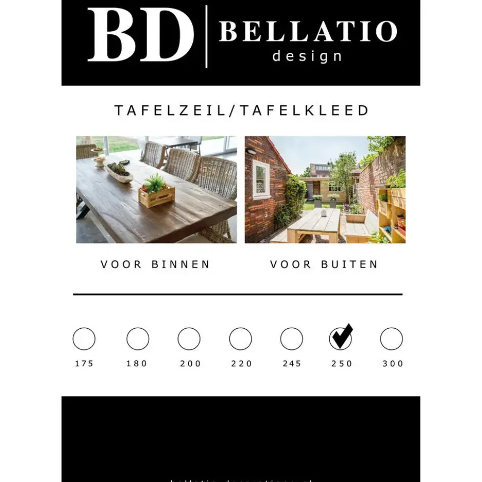 Bellatio design Tafelzeil - antraciet - patroon - 140 x 250 cm