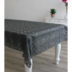 Bellatio design Tafelzeil - antraciet - patroon - 140 x 220 cm