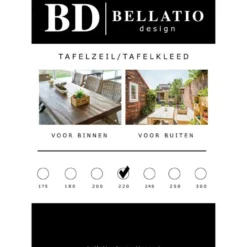 Bellatio design Tafelzeil - antraciet - patroon - 140 x 220 cm