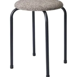 Bijzet krukje Tweed melange - metaal/stof - D40 x H48 cm