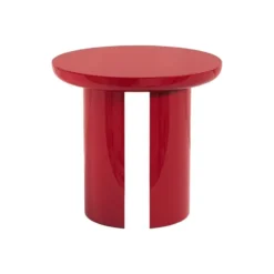 Bijzettafel DERLALI - 50 cmx50 cm - Rood Hout paneel