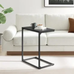 Bijzettafel - Koffietafel - 55x35x66cm - Metaal & Spaanplaat - Zwart