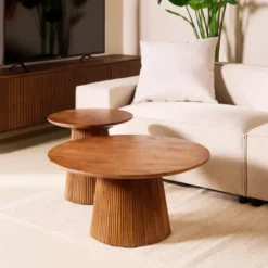 Bijzettafel Mokka - Lichtbruin Ø80cm
