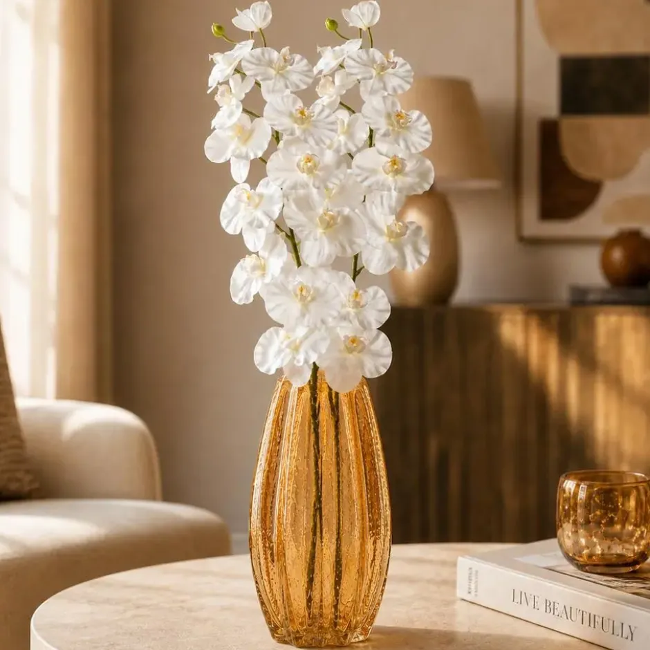 Bloemenvaas Callas - sier glas - 12 x 30 cm - transparant geel