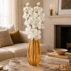 Bloemenvaas Callas - sier glas - 12 x 30 cm - transparant geel