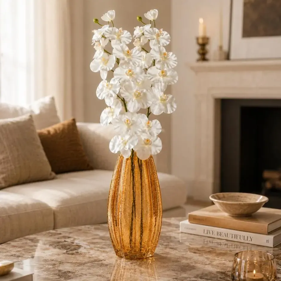 Bloemenvaas Callas - sier glas - 12 x 30 cm - transparant geel