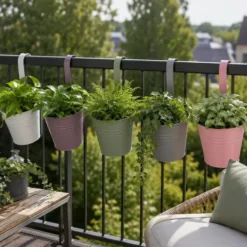 Bloempotje met haak - plantenbak zink met ophanghaak - groen