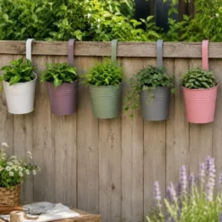 Bloempotje met haak - plantenbak zink met ophanghaak - groen