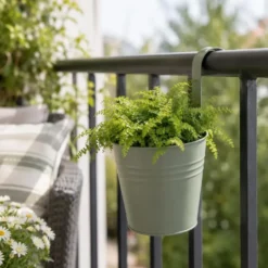 Bloempotje met haak - plantenbak zink met ophanghaak - bruin