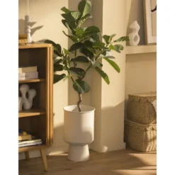 Bloempot Miro taupe metaal - 43xØ26,5 cm