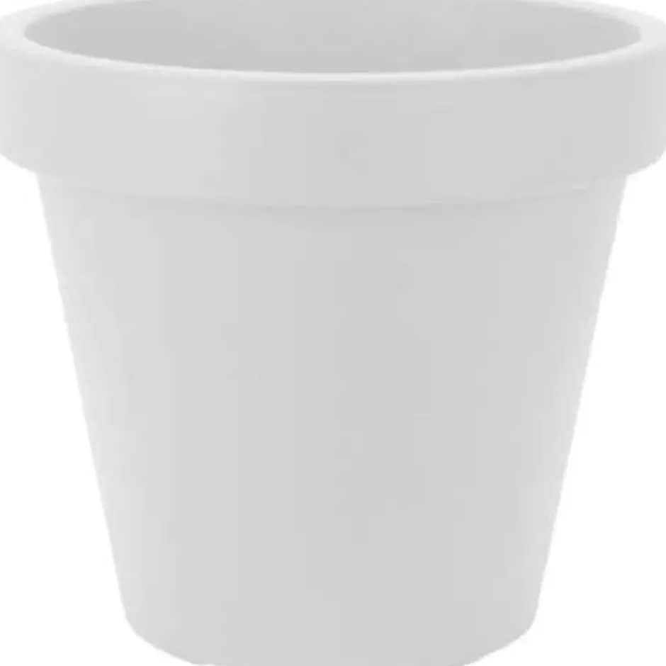 Bloempot - wit - kunststof - rond - 30 cm