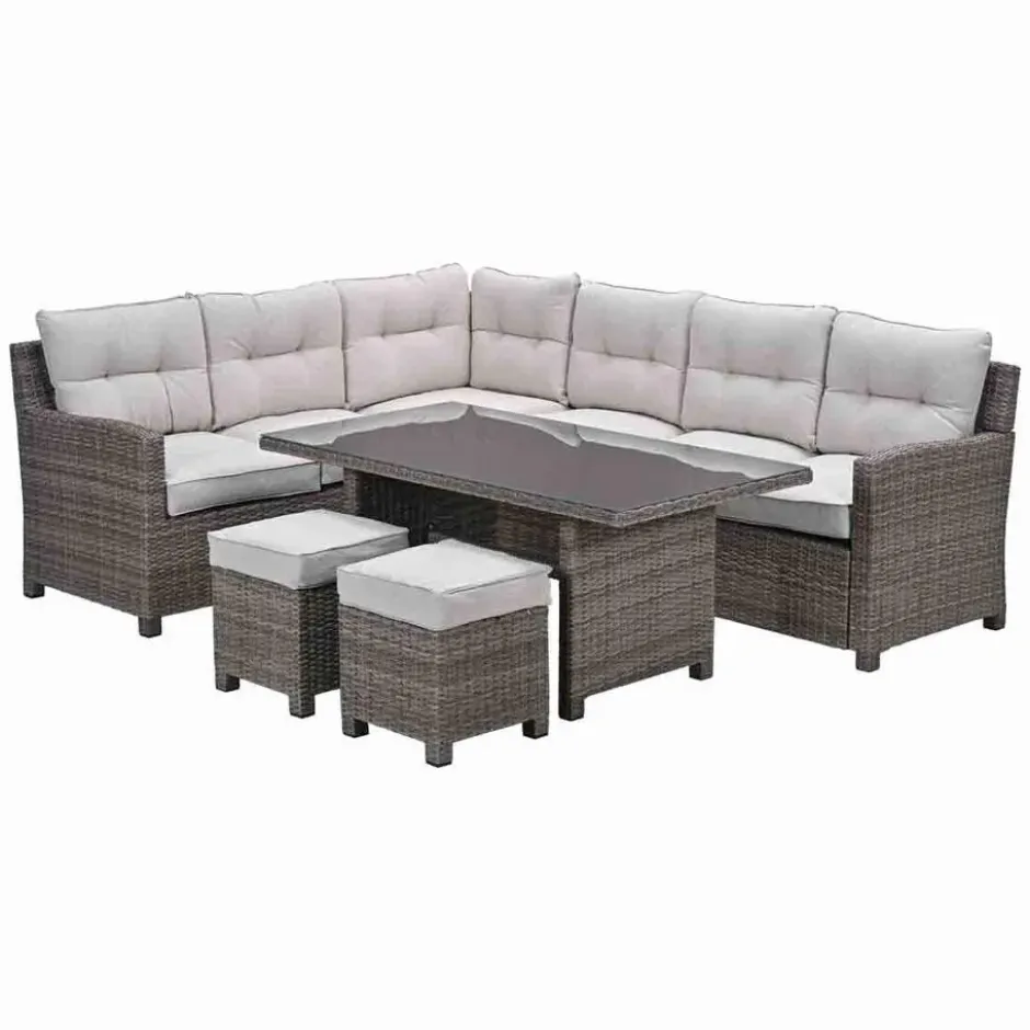 Blue Bird wicker lounge-dining set - links - grijs/ sand