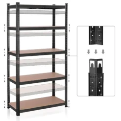 Bobbel Garden- Stellingkast - 5 planken - 180 x 90 x 40 cm - Zwart