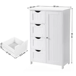 Bobbel Home - Badkamerkast - 4 laden - Houten - Wit