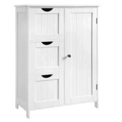 Bobbel Home - Badkamermeubel - Badkamerkast - 3 Lades - 1 Deur - Hout - Wit