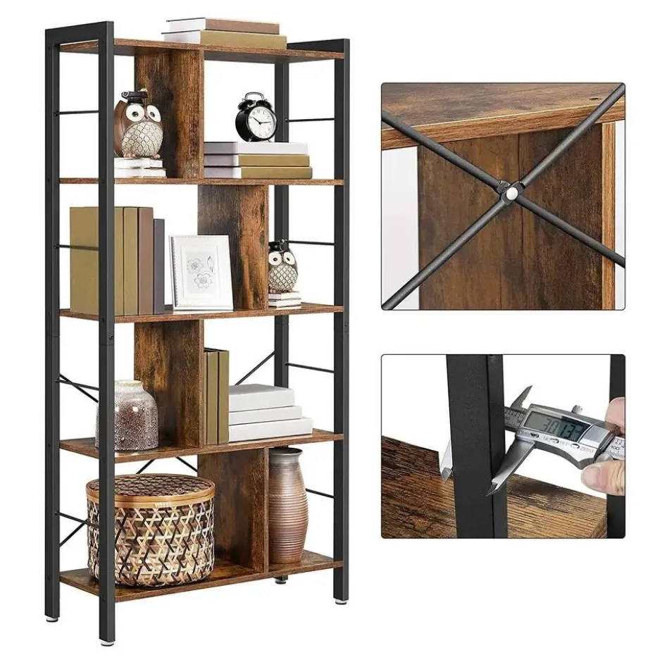 Bobbel Home - Boekenkast - 5 Planken - Hout - Bruin