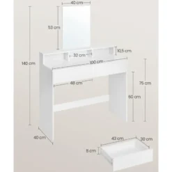 Bobbel Home - Kaptafel met spiegel 2 lades & 3 open vakken