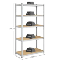 Bobbel Home - Kelderkast - 200 x 100 x 50 cm - Zilverkleurig