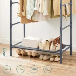 Bobbel Home Kledingrek Met Dubbele Kledingstang Zwart Metaal