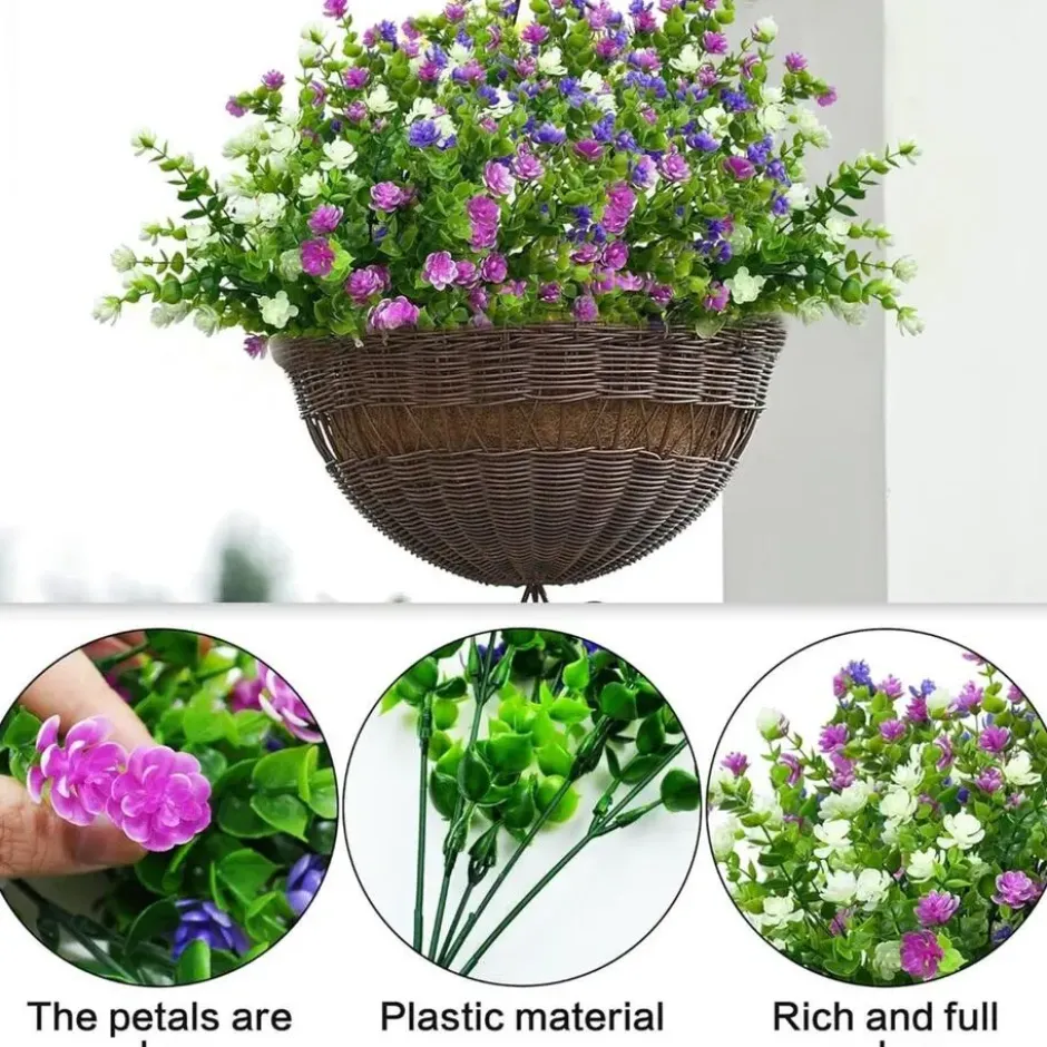 Bobbel Home Kunstbloemen - 6 bundels paars blauw wit