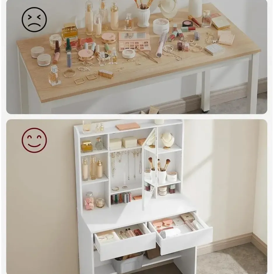 Bobbel Home - Moderne Witte Make-up tafel met Instelbare LED Verlichting