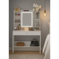 Bobbel Home - Moderne Witte Make-up tafel met Instelbare LED Verlichting