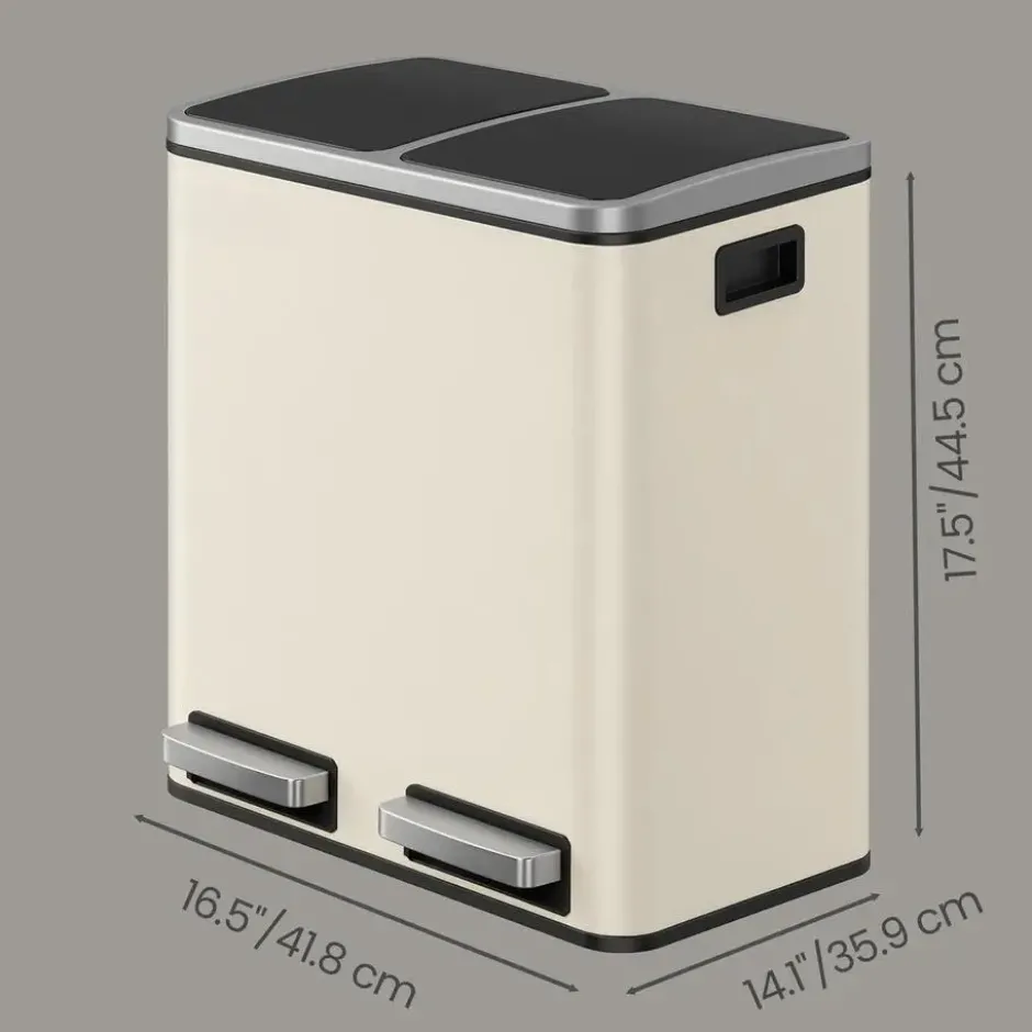 Bobbel Home Prullenbak Afvalscheiding 30 Liter - Beige & Zwart