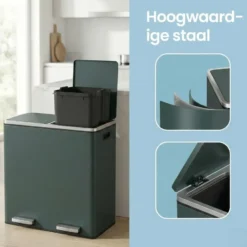 Bobbel Home Prullenbak Afvalscheiding 60 Liter - Rookgrijs