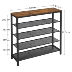 Bobbel Home - Schoenenrek - Metaal - Donkerbruin - 100x30x92,5 cm