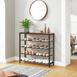 Bobbel Home - Schoenenrek - Metaal - Donkerbruin - 100x30x92,5 cm