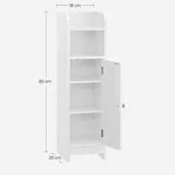 Bobbel Home Smalle Badkamerkast Met Deur En Verstelbare Planken 20 x 18 x 80 cm