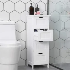 Bobbel Home - Smalle Ladekast - 4 Lades - Hout - Wit