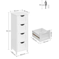 Bobbel Home - Smalle Ladekast - 4 Lades - Hout - Wit