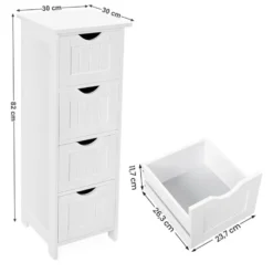 Bobbel Home - Smalle Ladekast - 4 Lades - Hout - Wit